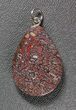 Pink Agatized Dinosaur Bone (Gembone) Teardrop Pendant #54087-2